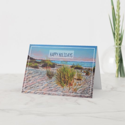 Kuststrand Sunset Shoreline Art Holiday Feestdagen Kaart (Voorkant)