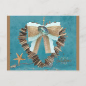 Kuststrand thema Driftwood Heart Valentijnsdag Briefkaart (Voorkant)