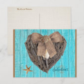 Kuststrand thema Driftwood Heart Valentijnsdag Briefkaart (Voorkant / Achterkant)