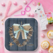 Kuststrand thema Driftwood Heart Valentijnsdag Papieren Bordje (Feest)