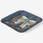 Kuststrand thema Driftwood Heart Valentijnsdag Papieren Bordje (Gebogen)