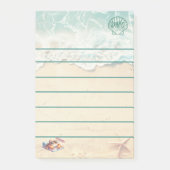 Kuststrand Thema Monogram Verlijnd Post-it® Notes (Voorkant)