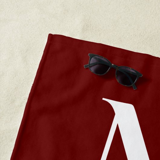 Kuststrand van Anchor Burgundy Maroon Nautisch str Strandlaken (In situ)