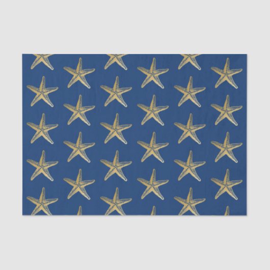 Kuststrand van Blauwe en goudmakreel Tissuepapier (Voorkant)