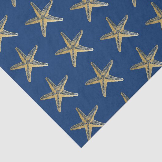 Kuststrand van Blauwe en goudmakreel Tissuepapier (Detail)