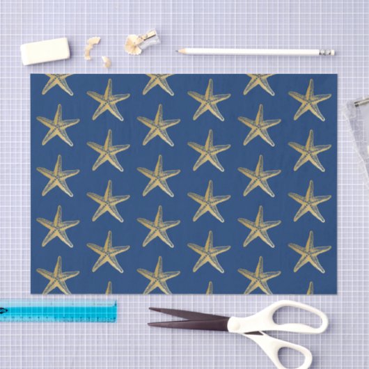 Kuststrand van Blauwe en goudmakreel Tissuepapier (Craft)