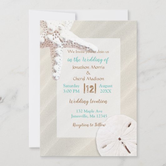 Kuststrand van Sandy Shore Starfish and Sand Dolla Kaart (Voorkant)