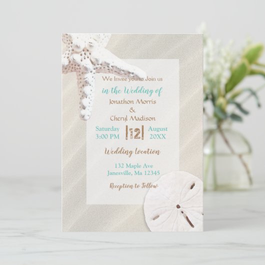 Kuststrand van Sandy Shore Starfish and Sand Dolla Kaart (Staand voorkant)