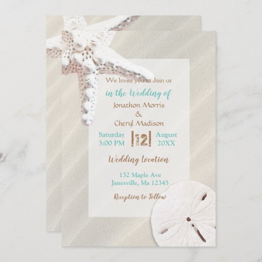 Kuststrand van Sandy Shore Starfish and Sand Dolla Kaart (Voorkant / Achterkant)