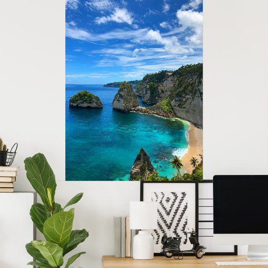 Kuststrand van Tropisch eiland Paradise Poster (Thuiskantoor)