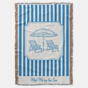 Kuststrand Vibes Blauwe Strepen Deken