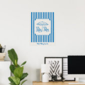 Kuststrand Vibes Blauwe Strepen Poster (Thuiskantoor)