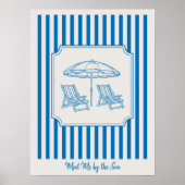 Kuststrand Vibes Blauwe Strepen Poster (Voorkant)