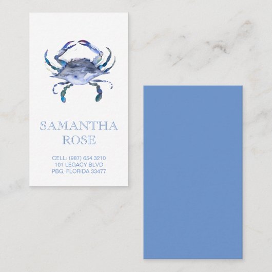 Kuststrand Visitekaartje Waterverf Kustblauwe krab (Voorkant / Achterkant)