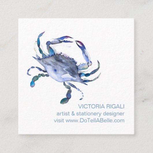 Kuststrand Visitekaartje Waterverf Kustblauwe krab (Voorkant)