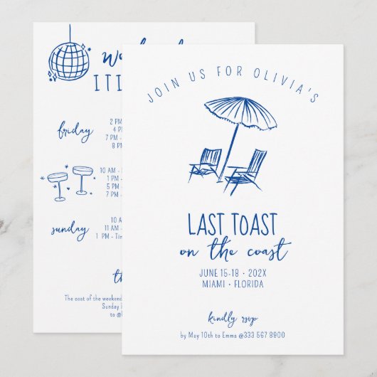 kuststrand vrijgezellenweekend kaart (Voorkant / Achterkant)