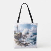 Kuststrand Vuurtoren Tote Bag (Achterkant)