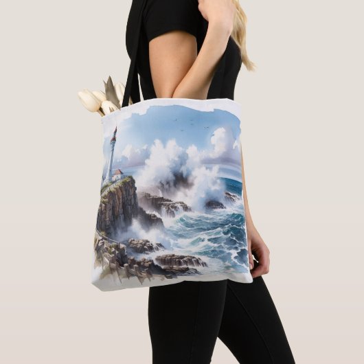 Kuststrand Vuurtoren Tote Bag (Dichtbij)