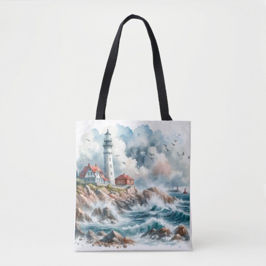 Kuststrand Vuurtoren Tote Bag (Voorkant)