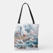 Kuststrand Vuurtoren Tote Bag (Achterkant)