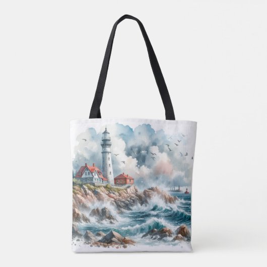 Kuststrand Vuurtoren Tote Bag (Achterkant)