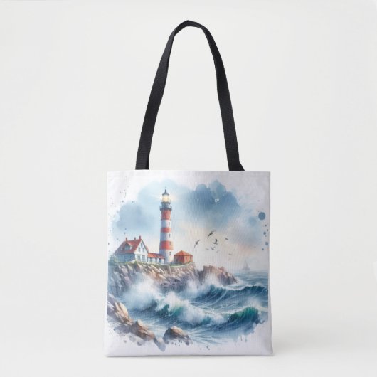 Kuststrand Vuurtoren Tote Bag (Voorkant)