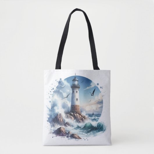 Kuststrand Vuurtoren Tote Bag (Voorkant)