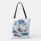 Kuststrand Vuurtoren Tote Bag (Achterkant)