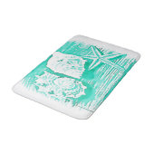 kuststrand waterverf blauwgroen zeeschildpad badmat (Gekanteld)