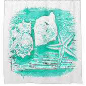 kuststrand waterverf blauwgroen zeeschildpad douchegordijn (Voorkant)