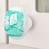 kuststrand waterverf blauwgroen zeeschildpad keramische knop