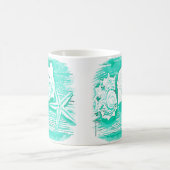 kuststrand waterverf blauwgroen zeeschildpad koffiemok (Center)