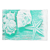 kuststrand waterverf blauwgroen zeeschildpad kussensloop (Achterkant-Links)