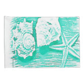 kuststrand waterverf blauwgroen zeeschildpad kussensloop (Achterkant-Rechts)