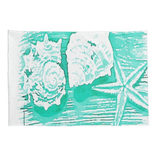 kuststrand waterverf blauwgroen zeeschildpad kussensloop (Achterkant-Rechts)