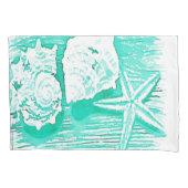 kuststrand waterverf blauwgroen zeeschildpad kussensloop (Voorkant-Links)