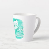 kuststrand waterverf blauwgroen zeeschildpad latte mok (Rechterhoek)