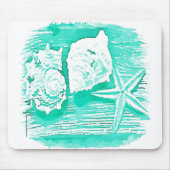 kuststrand waterverf blauwgroen zeeschildpad muismat (Voorkant)