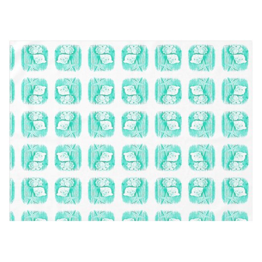 kuststrand waterverf blauwgroen zeeschildpad tafelkleed (Voorkant (Horizontaal))