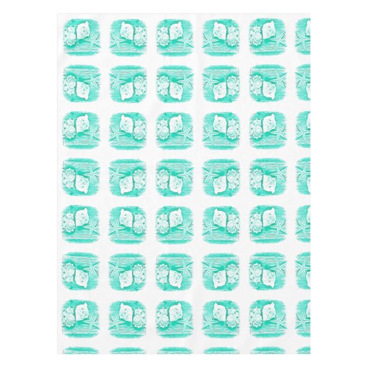 kuststrand waterverf blauwgroen zeeschildpad tafelkleed (Voorkant)