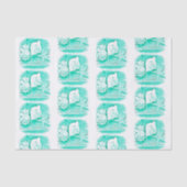 kuststrand waterverf blauwgroen zeeschildpad tissuepapier (Voorkant)