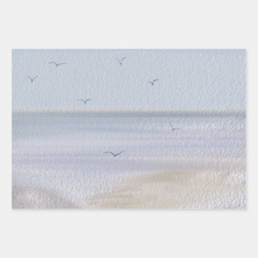 Kuststrand Waterverf kust Inpakpapier Vel (Voorkant 2)