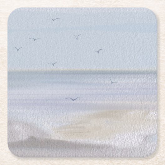 Kuststrand Waterverf Onderzetter kousenband (Voorkant)