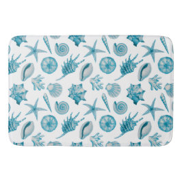 Kuststrand Waterverf Schelpen Aqua Teal Blauw Badmat