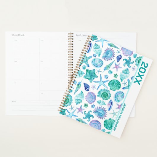 Kuststrand Waterverf Zeeschelpen en zeesterren Planner (Display)