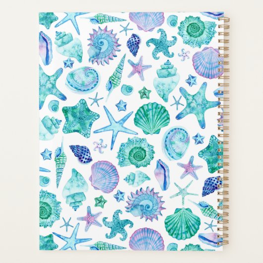 Kuststrand Waterverf Zeeschelpen en zeesterren Planner (Achterkant)