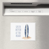 Kuststrand Zand Blauw Witte Surfplank Magneet (Insitu (Vaatwasser))