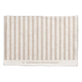 Kuststrand zanderige-beige handgetekende zeepaards kussensloop (Achterkant)