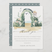Kuststrand Zee Beach Floral Arch Botanical Wedding Bedankkaart (Voorkant / Achterkant)