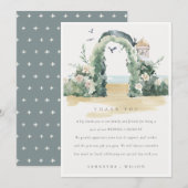Kuststrand Zee Beach Floral Arch Botanical Wedding Bedankkaart (Voorkant / Achterkant)